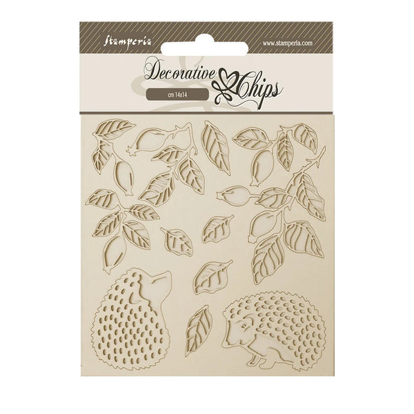 Stamperia WOODLAND HEDGEHOG Decorative Chips -5.5" x 5.5" #SCB191