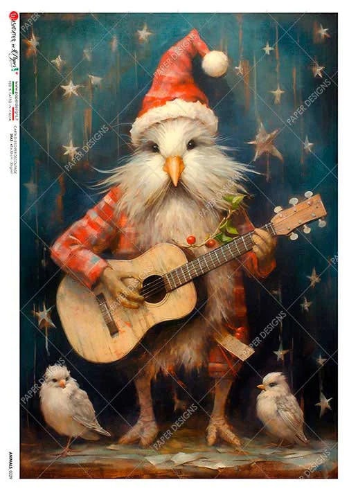 Paper Designs CREATURE Playing GUITAR A4 Decoupage Rice Paper #ANIMALS 0229