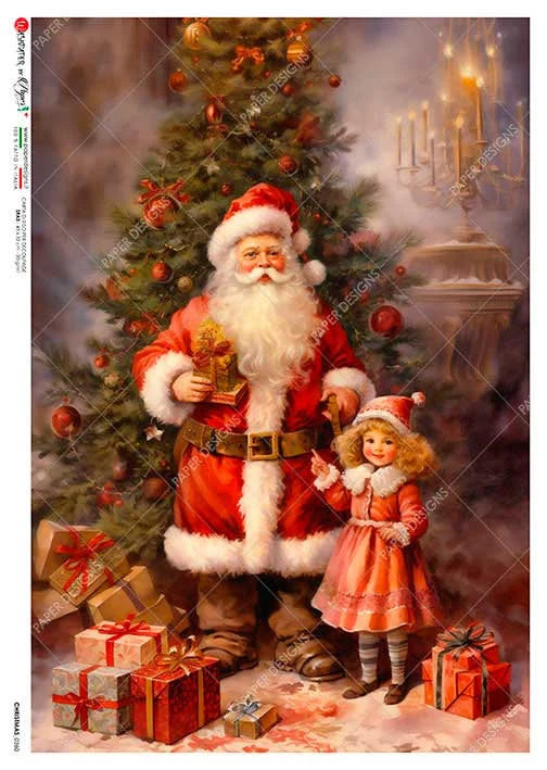Paper Designs SANTA and his HELPER A4 Decoupage Rice Paper #CHRISTMAS 0360
