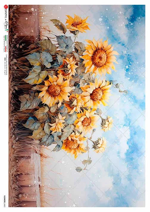 Paper Designs SUNFLOWER FIELD A4 Decoupage Rice Paper #FLOWERS 0405