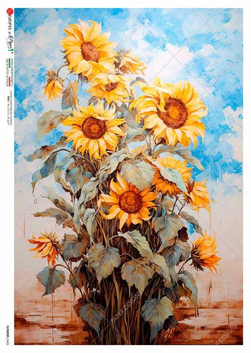 Paper Designs PATCH of SUNFLOWERS A4 Decoupage Rice Paper #FLOWERS 0406