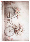Paper Designs SHABBY Chic Floral BICYCLE A4 Decoupage Rice Paper #Old PHOTOS 0116