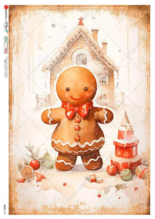 Paper Designs GINGERBREAD GIRL A4 Decoupage Rice Paper #FOOD 0158