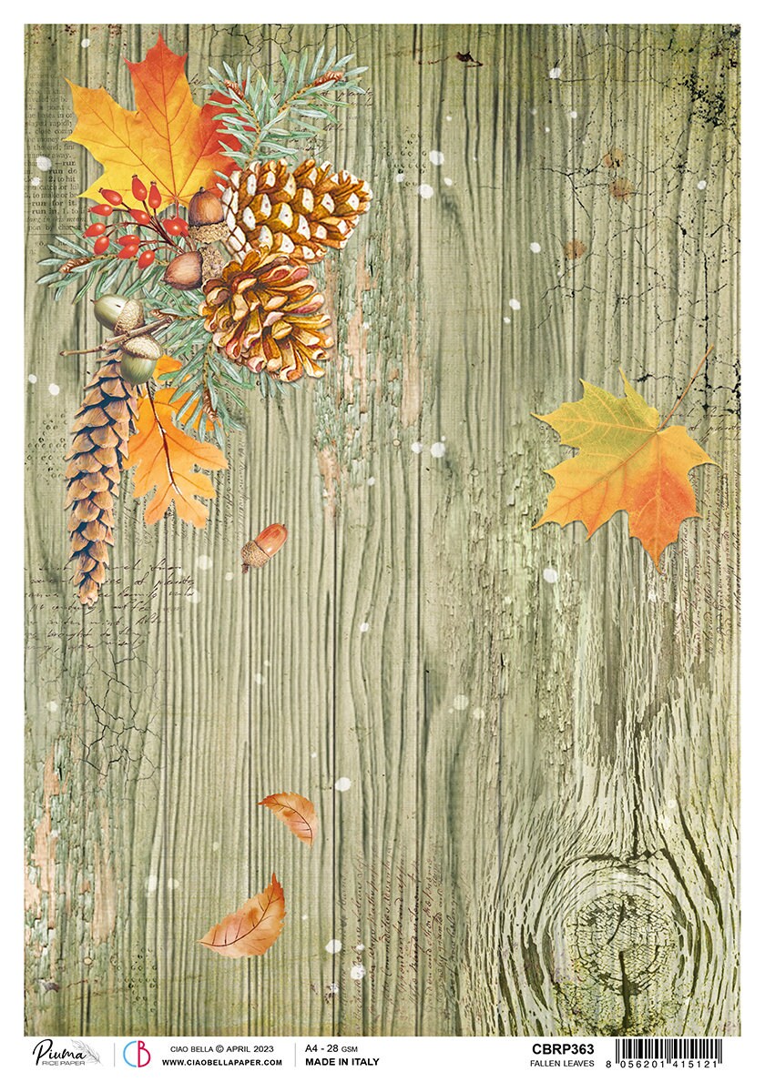 Ciao Bella Into the Wild FALLEN LEAVES Decoupage Rice Paper A4 #CBRP363