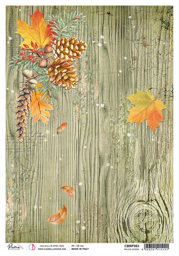 Ciao Bella Into the Wild FALLEN LEAVES Decoupage Rice Paper A4 #CBRP363