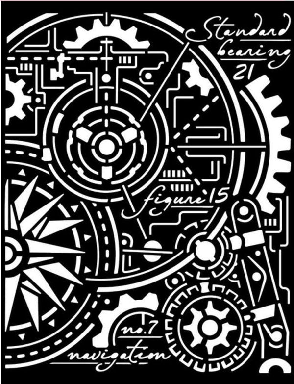 Stamperia Mixed Media Art Sir Vagabond AVIATOR GEARS COMPASS Stencil #KSTD107