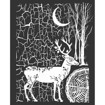 Stamperia Mixed Media Art Cosmos DEER AND BARK Stencil 20 x 25 cm #KSTD044