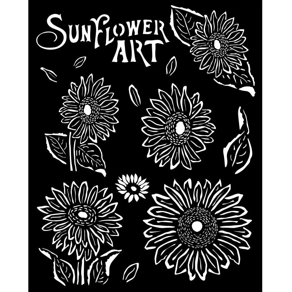 Stamperia Mixed Media Art SUNFLOWER ART SUNFLOWERS Stencil 20x25 cm #KSTD136