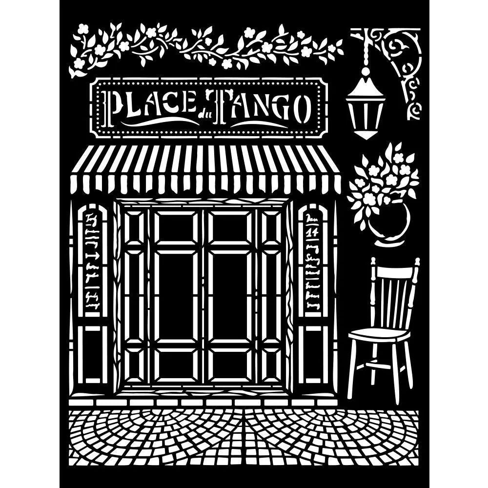 Stamperia Mixed Media Art DESIRE PLACE TANGO Stencil 20x25 cm #KSTD123