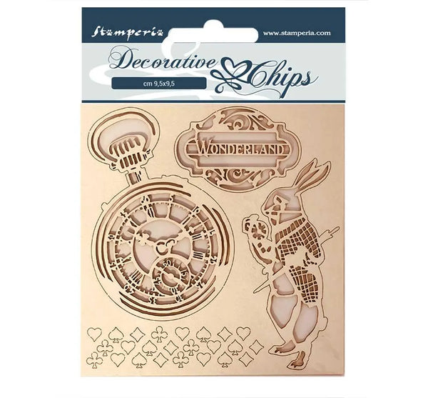 Stamperia Decorative Chips ALICE IN WONDERLAND 5.5" x 5.5" #SCB50