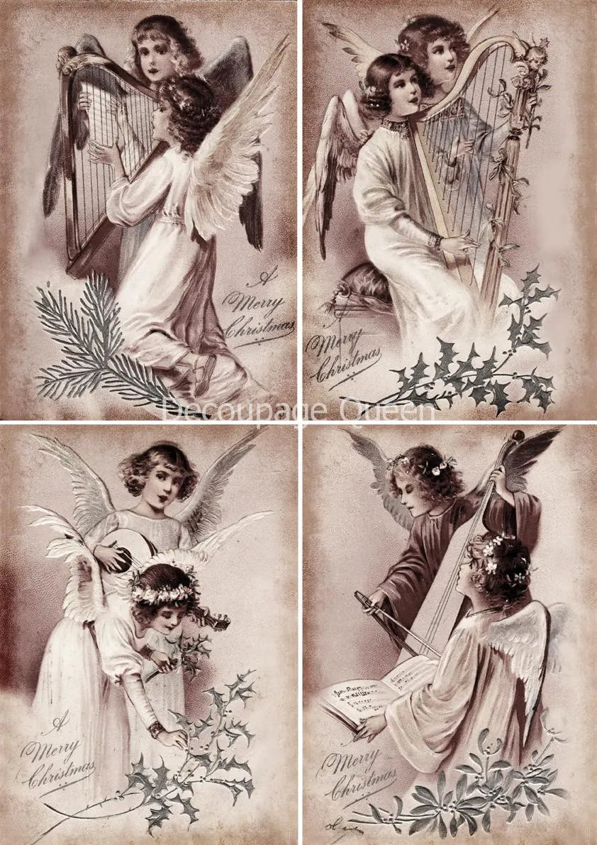 Decoupage Queen CHORAL ANGELS Christmas A4 Rice Paper DQRP_0366
