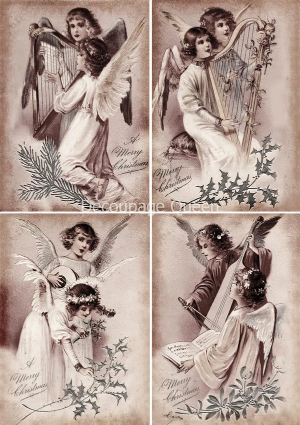 Decoupage Queen CHORAL ANGELS Christmas A4 Rice Paper DQRP_0366