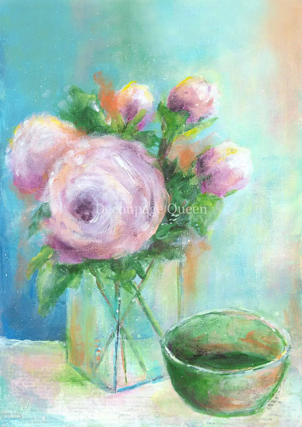 Decoupage Queen Ellen J Goods COTTAGE ROSES III A4 Rice Paper DQRP_0293