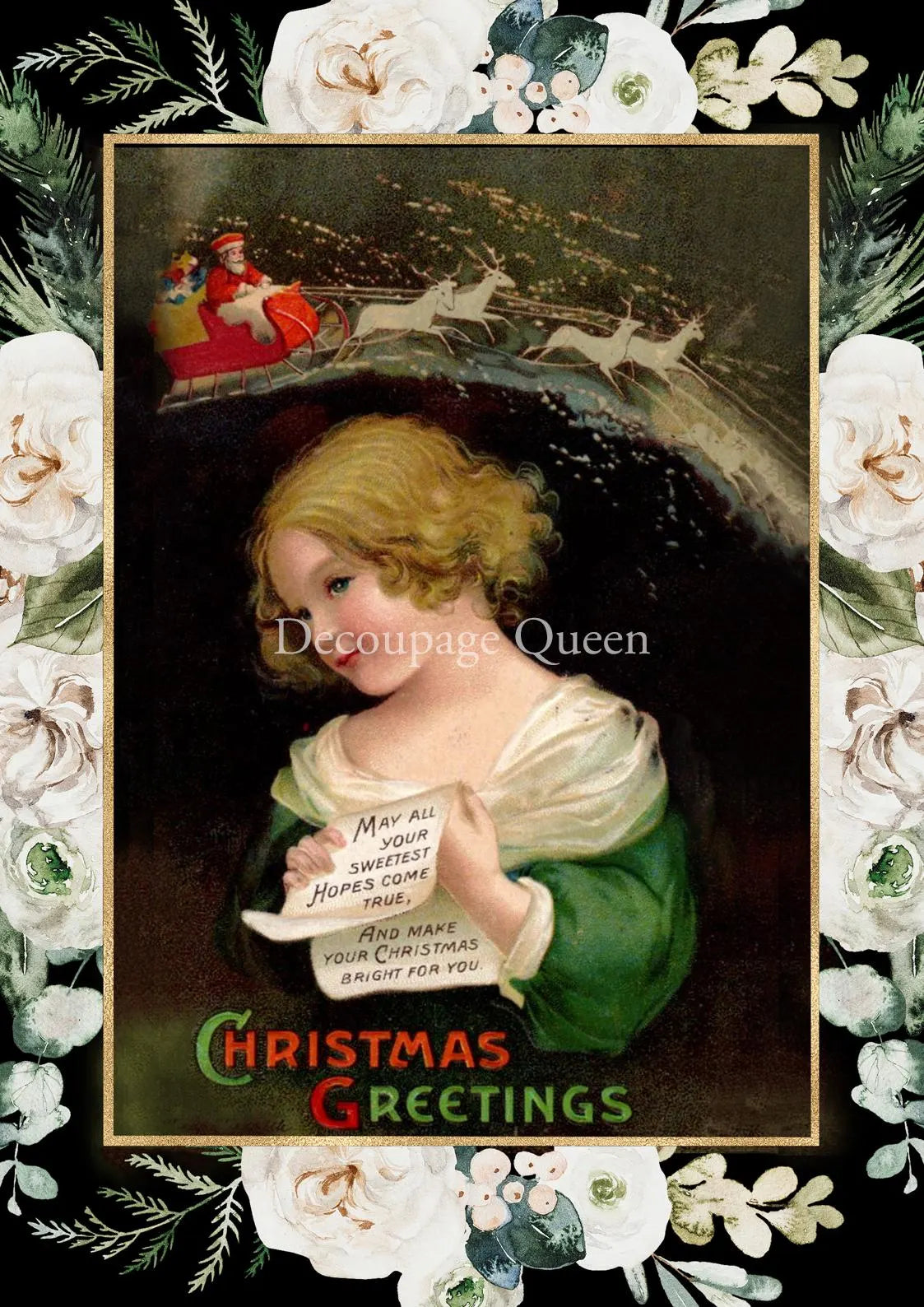 Decoupage Queen JOYFUL CHRISTMAS GREETINGS A4 Rice Paper DQRP0512