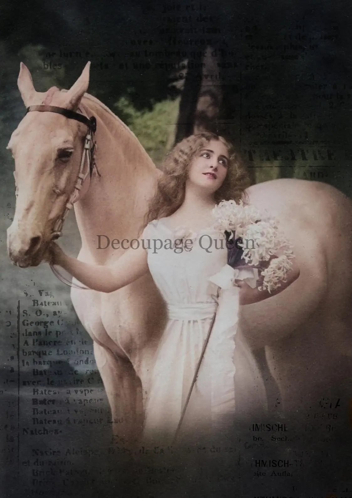 Decoupage Queen TWILIGHT PORTRAIT Horse Equestrian A4 Rice Paper #DQRP0471