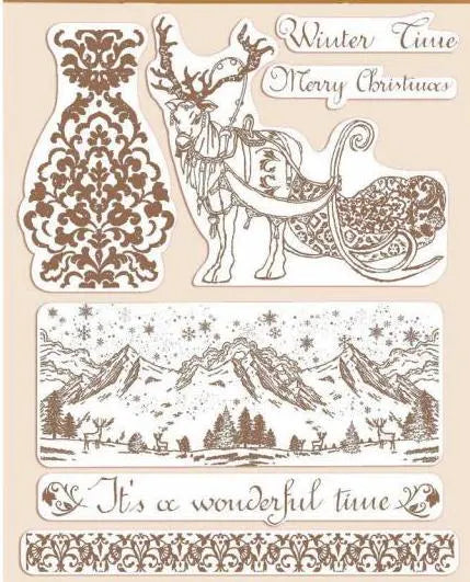 Stamperia HD Winter Tales WINTER Time  Cling Mount Rubber Stamp SET 14x18 cm #WTKCC169