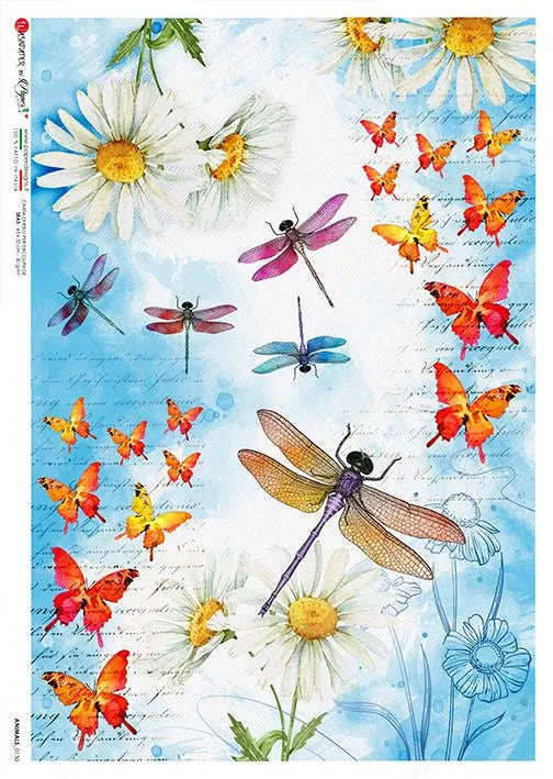 Paper Designs Dragonflies And Butterflies A4 Decoupage Rice Paper #ANIMALS0150