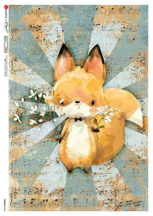 Paper Designs FRIENDLY FOX A4 Decoupage Rice Paper #ANIMALS0184