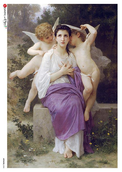 Paper Designs LEVEIL HEART William-Adolphe Bouguereau  A4 Decoupage Rice Paper #ARTWORK0084