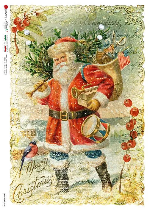 Paper Designs CHRISTMAS Vintage Santa A4 Decoupage Rice Paper #CHRISTMAS 0330