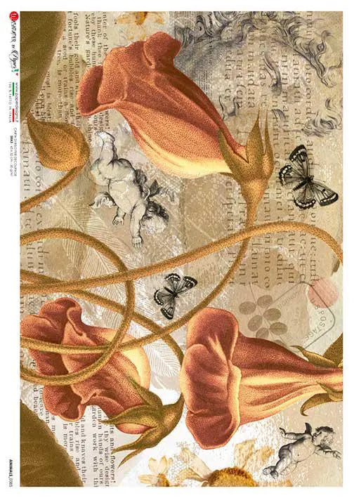 Paper Designs FLORAL COLLAGE A4 Decoupage Rice Paper #FLOWERS 0385
