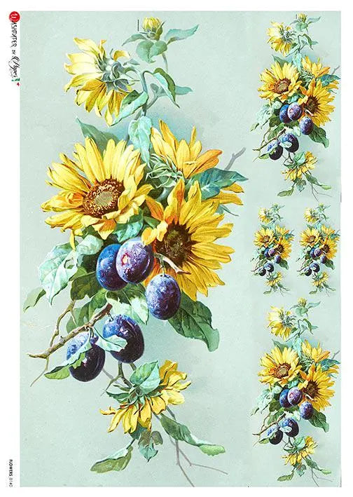 Paper Designs FLOWERS 0140 A4 Decoupage Rice Paper