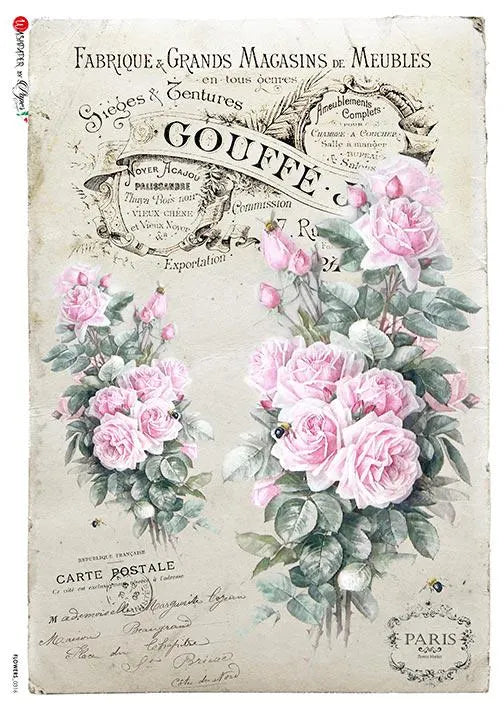 Paper Designs Roses FLOWERS0316 - Roses - A4 Decoupage Rice Paper