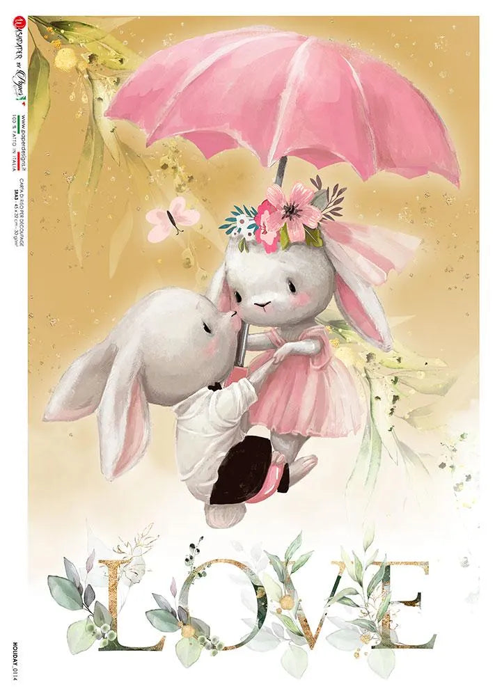 Paper Designs Easter Bunnies HOLIDAY0114  A4 Decoupage Rice Paper