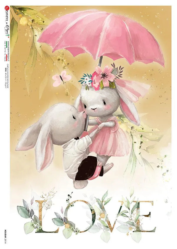 Paper Designs Easter Bunnies HOLIDAY0114  A4 Decoupage Rice Paper