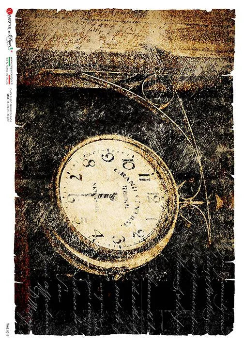 Paper Designs TIME A4 Decoupage Rice Paper Decoupage Junk Journals TIME 0017