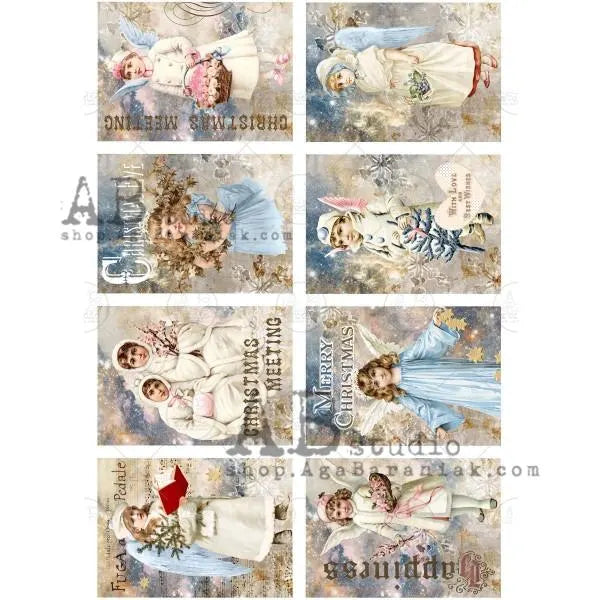 AB Studios Vintage SHABBY ANGELS A4 Decoupage Rice Paper #0360