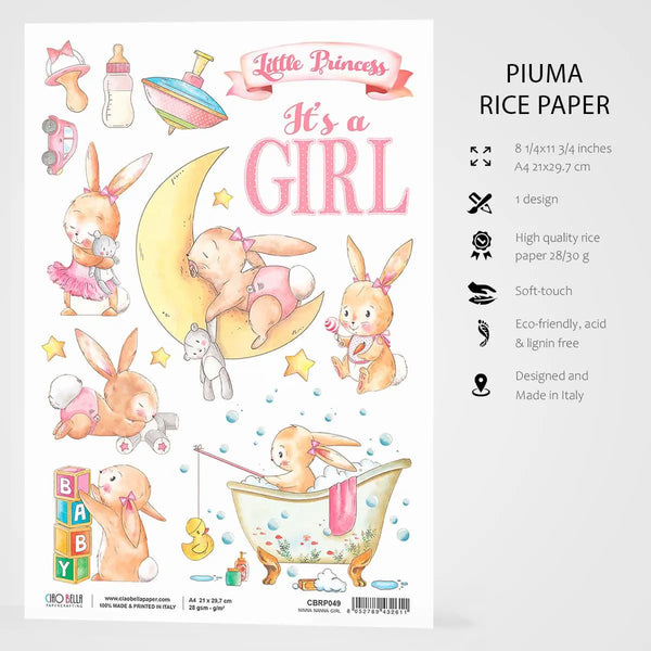 Ciao Bella Decoupage NINNA NANNA GIRL Rice Paper A4 Mixed Media CBRP049