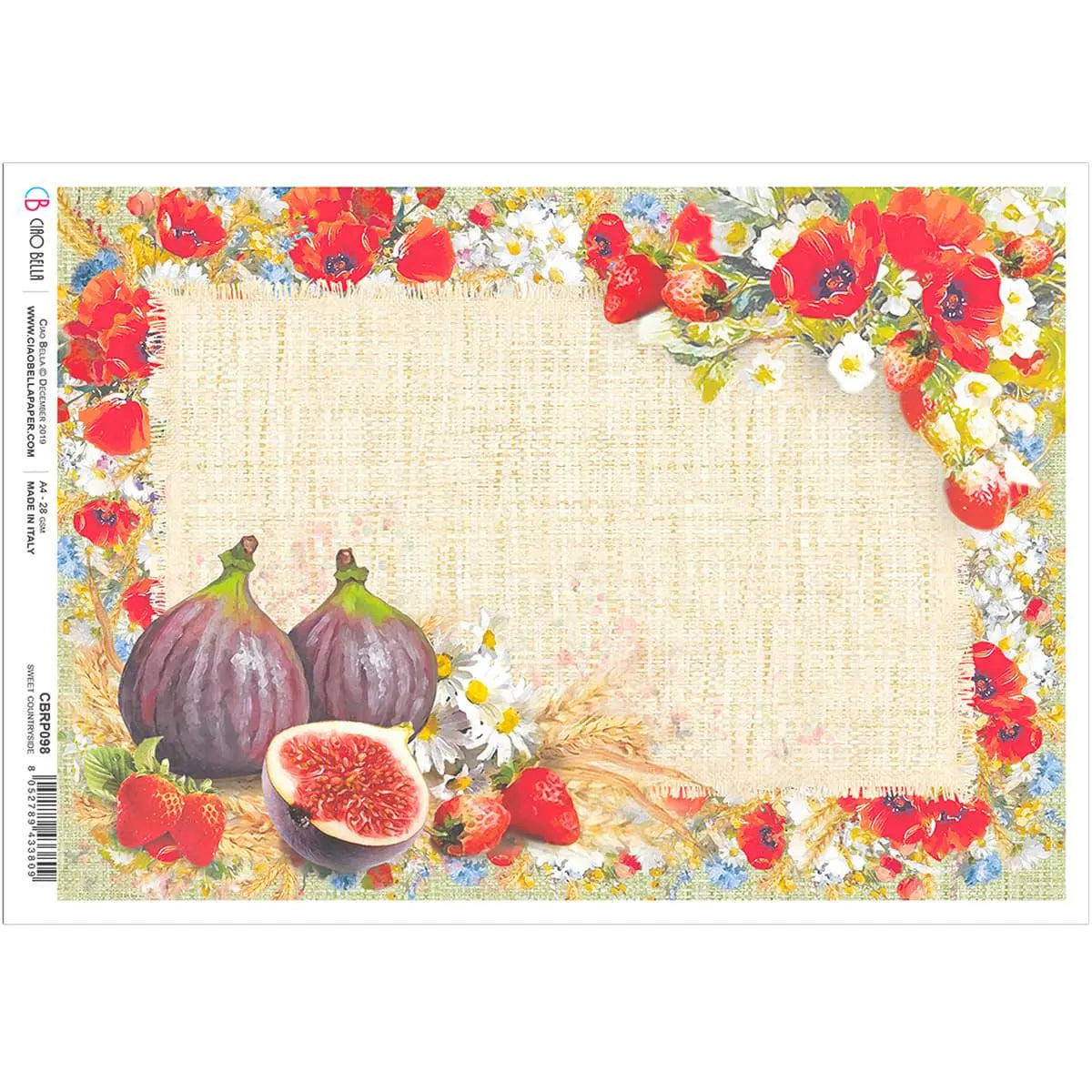 Ciao Bella Under the Tuscan Sun SWEET COUNTRYSIDE Rice Paper A4 Mixed Media #CBRP098