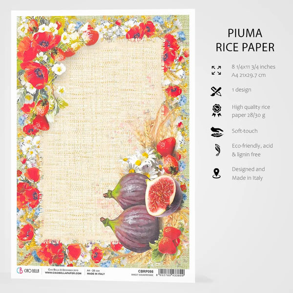 Ciao Bella Under the Tuscan Sun SWEET COUNTRYSIDE Rice Paper A4 Mixed Media #CBRP098