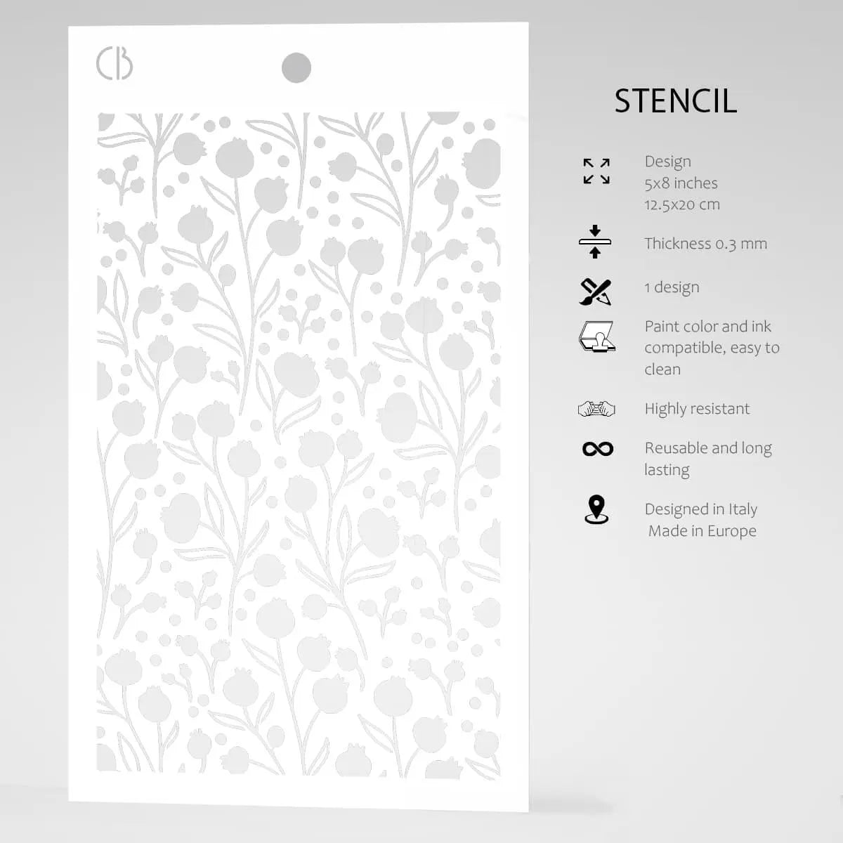 Ciao Bella WINTER BERRIES Texture Stencil 5