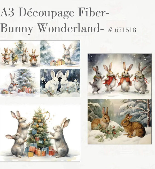 Re-Design with Prima BUNNY WONDERLAND Christmas A3 Decoupage FIBER 11.7" x 16.5" 3 Sheets #671518