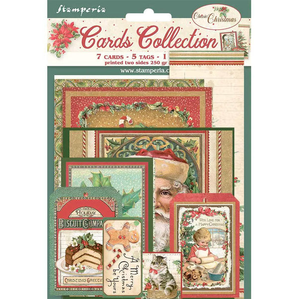 Stamperia CLASSIC CHRISTMAS Cards Collection Paper Ephemera #SBCARD07