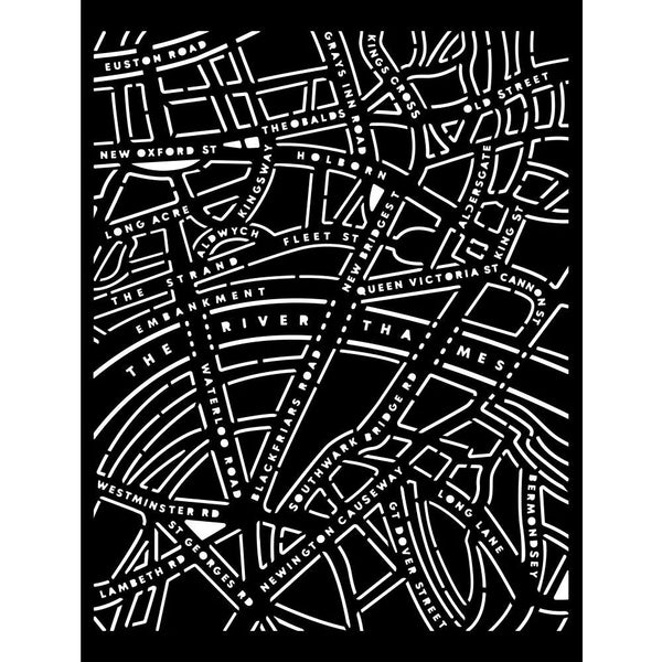 Stamperia Mixed Media Art Our Way STREET MAP Stencil 20x25 cm #KSTD111