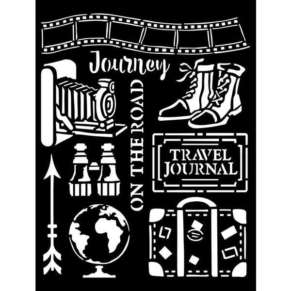 Stamperia Mixed Media Art Our Way JOURNEY ELEMENTS Stencil 20x25 cm #KSTD113