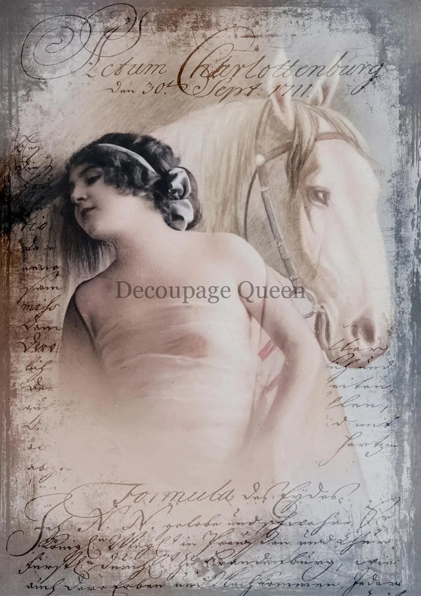 Decoupage Queen ANTIQUE EQUESTRIAN A4 Rice Paper DQRP0473 Retired 7.20.24