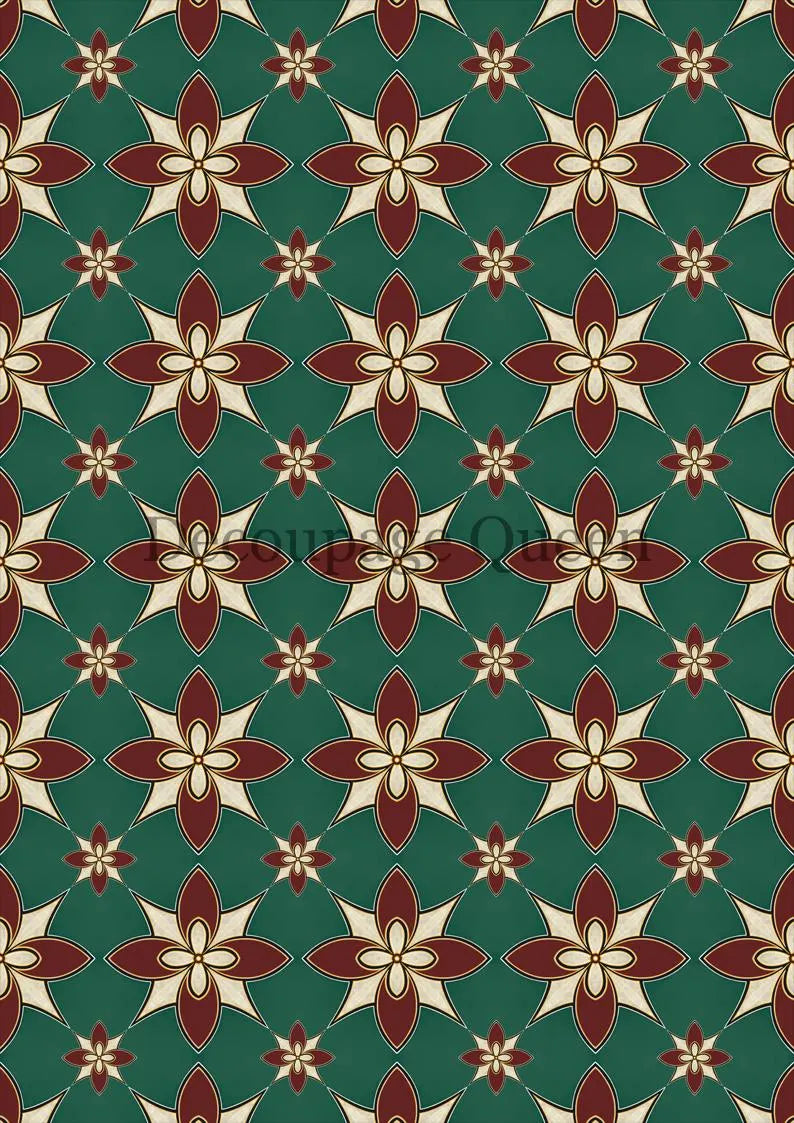 Decoupage Queen Dainty and the Queen VICTORIANESQUE TILE PATTERN A4 Rice Paper Flowers  #DQRP0458
