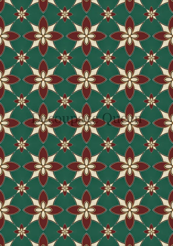 Decoupage Queen Dainty and the Queen VICTORIANESQUE TILE PATTERN A4 Rice Paper Flowers  #DQRP0458