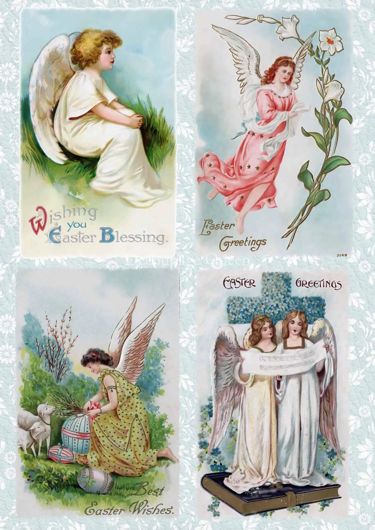 Decoupage Queen EASTER ANGELS A4 Rice Paper dqrp0429 Retired 7.20.24