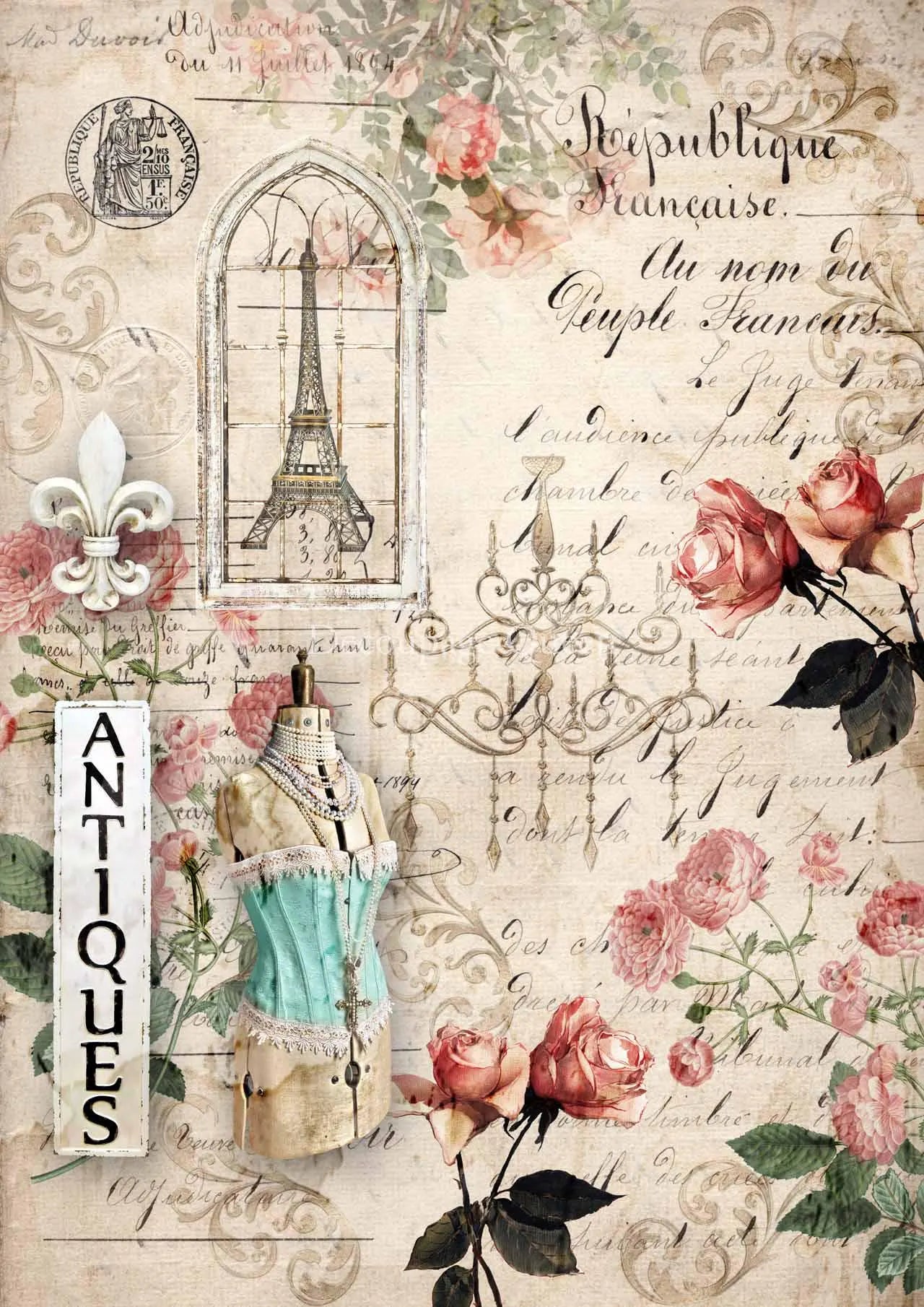 Decoupage Queen REPUBLIQUE A4 Rice Paper dqrp0418