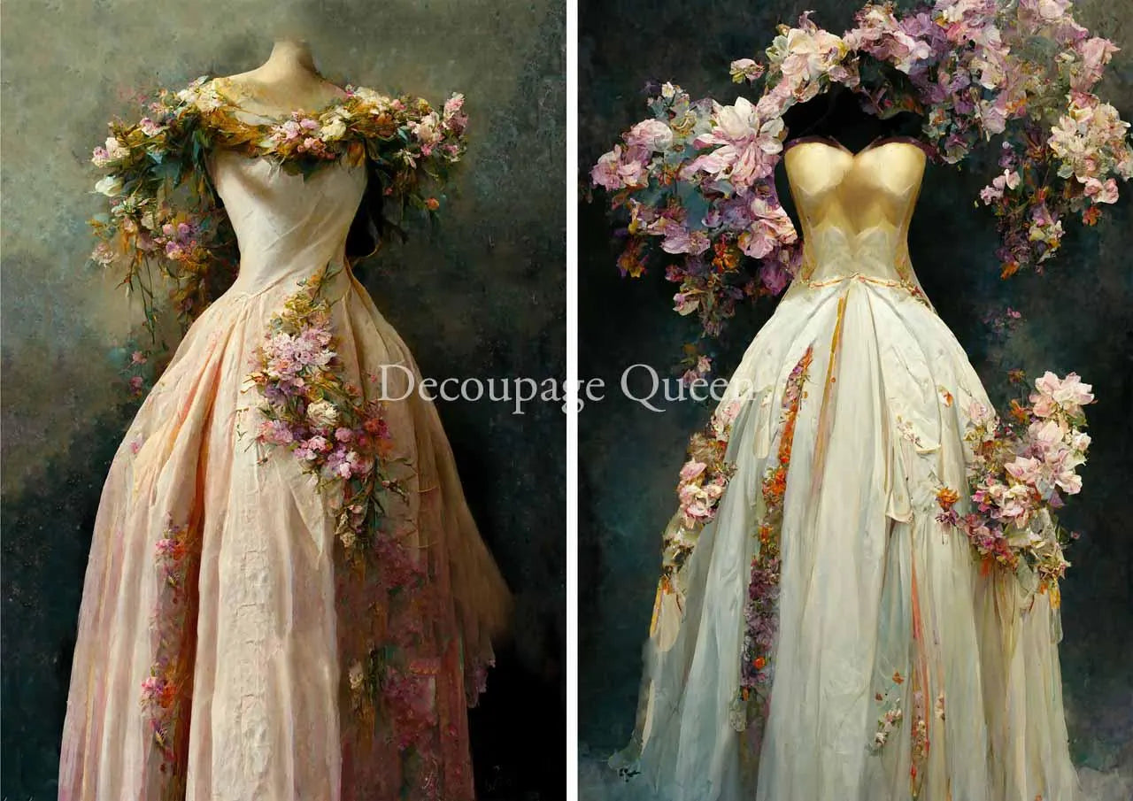 Decoupage Queen SPRING GOWNS A4 Rice Paper dqrp0416