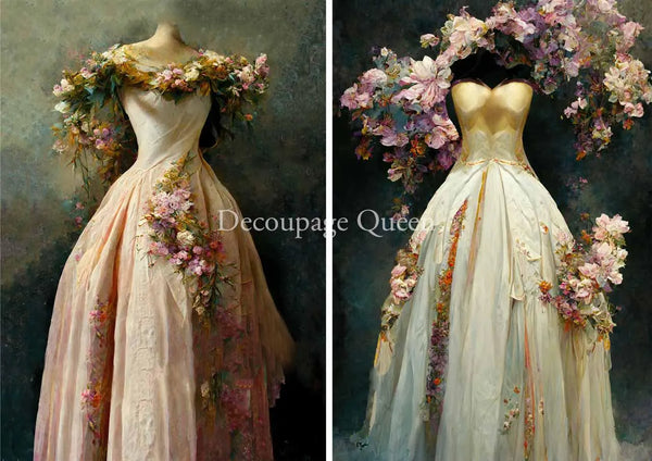 Decoupage Queen SPRING GOWNS A4 Rice Paper dqrp0416