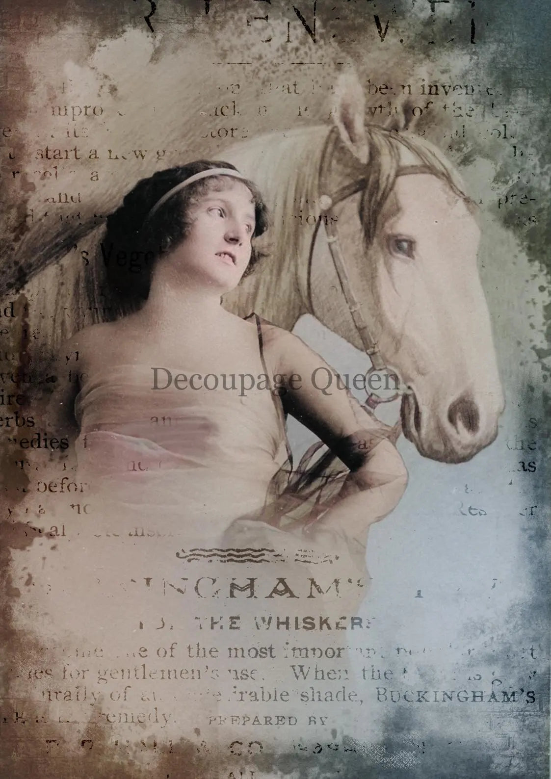 Decoupage Queen VINTAGE PRANCER Horse Equestrian A4 Rice Paper DQRP0472 Retired 7.20.24