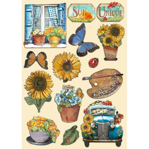 Stamperia SUNFLOWER ART Colored Wooden Wood Shape A5 #KLSP139