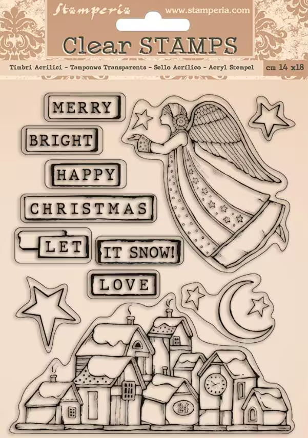 Stamperia Clear Acrylic CHRISTMAS PATCHWORK 14 x 18 cm 12 pieces #WTK158