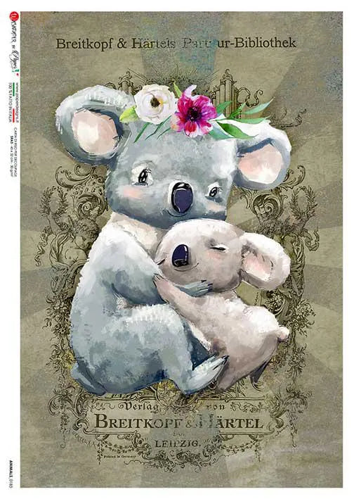 Paper Designs CUDDLY KOALAS A4 Decoupage Rice Paper #ANIMALS0185